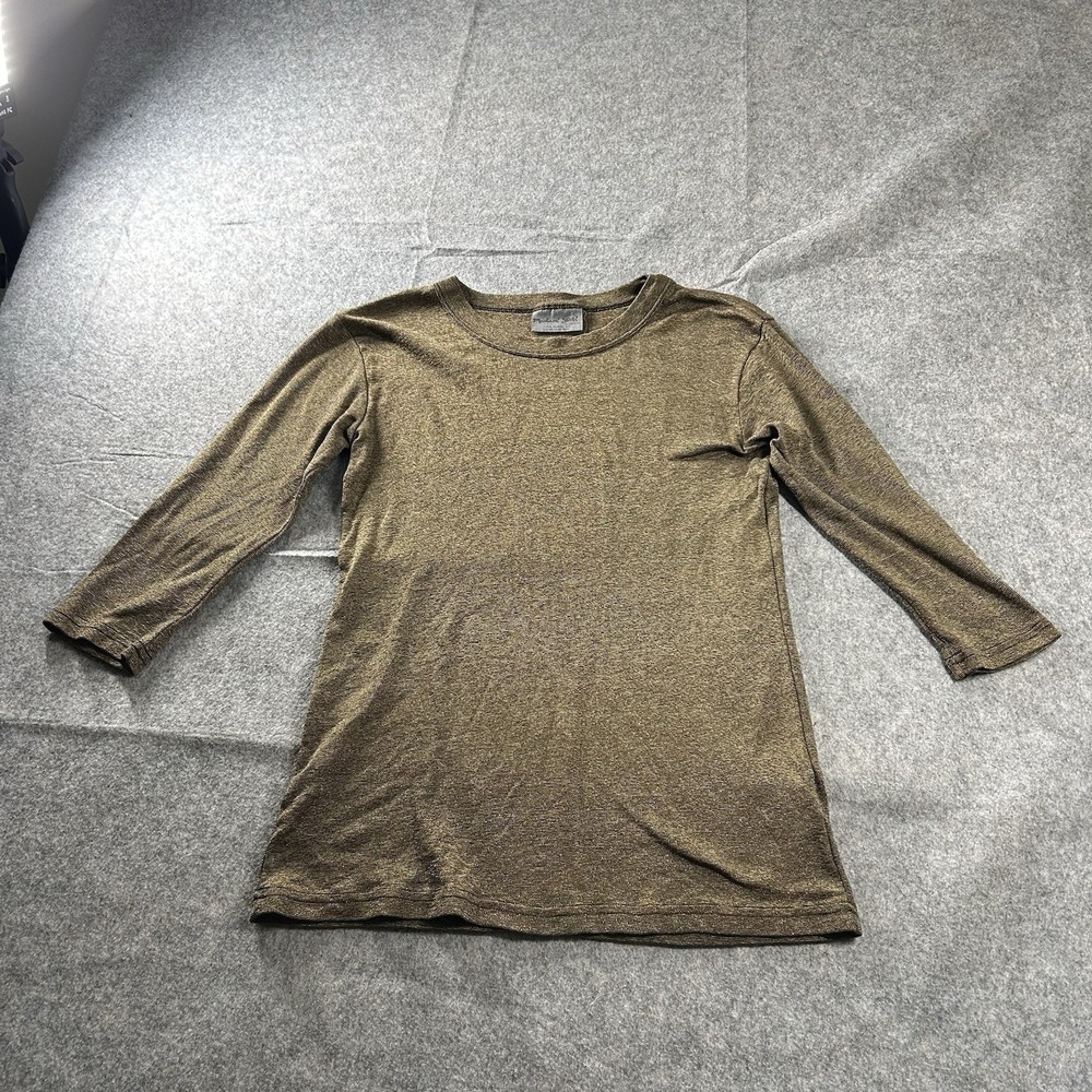 Michael Stars Top Womens One Size Metallic Bronze 3/4 Sleeve Stretch Flaws
